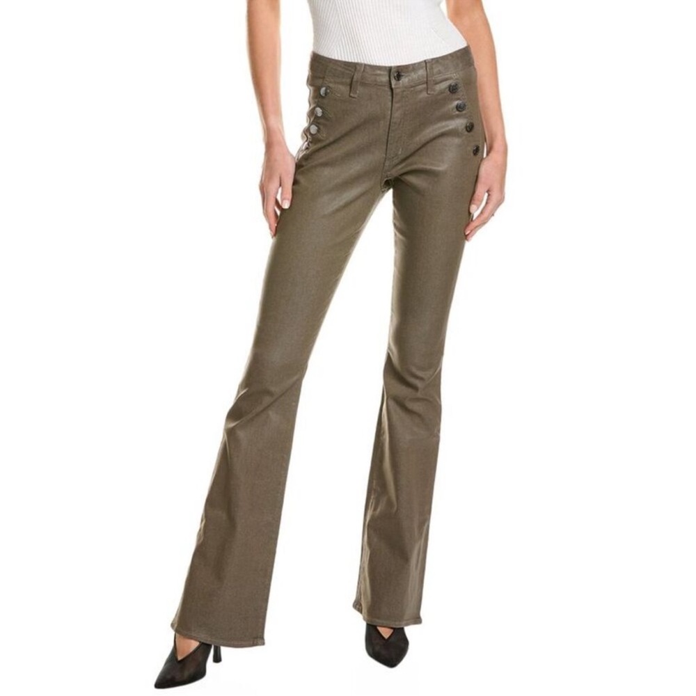 New RAMY BROOK helena high rise coated flare jean in glossy gunmetal 29 $275.00 - Picture 2 of 14